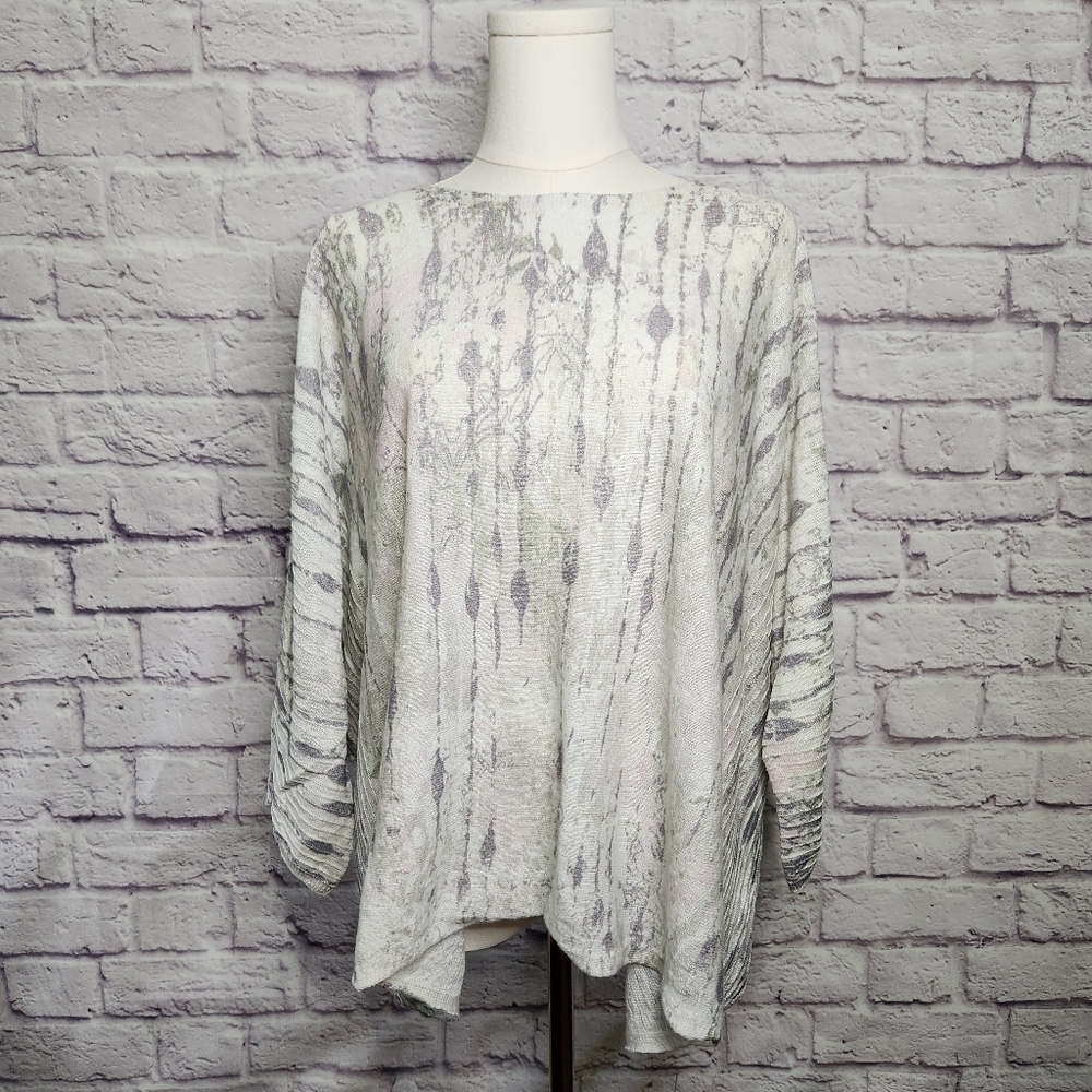 J.JILL PURE JILL Boxy Oversized Shirt Cotton Linen Gray White Pink Sz XL Petite